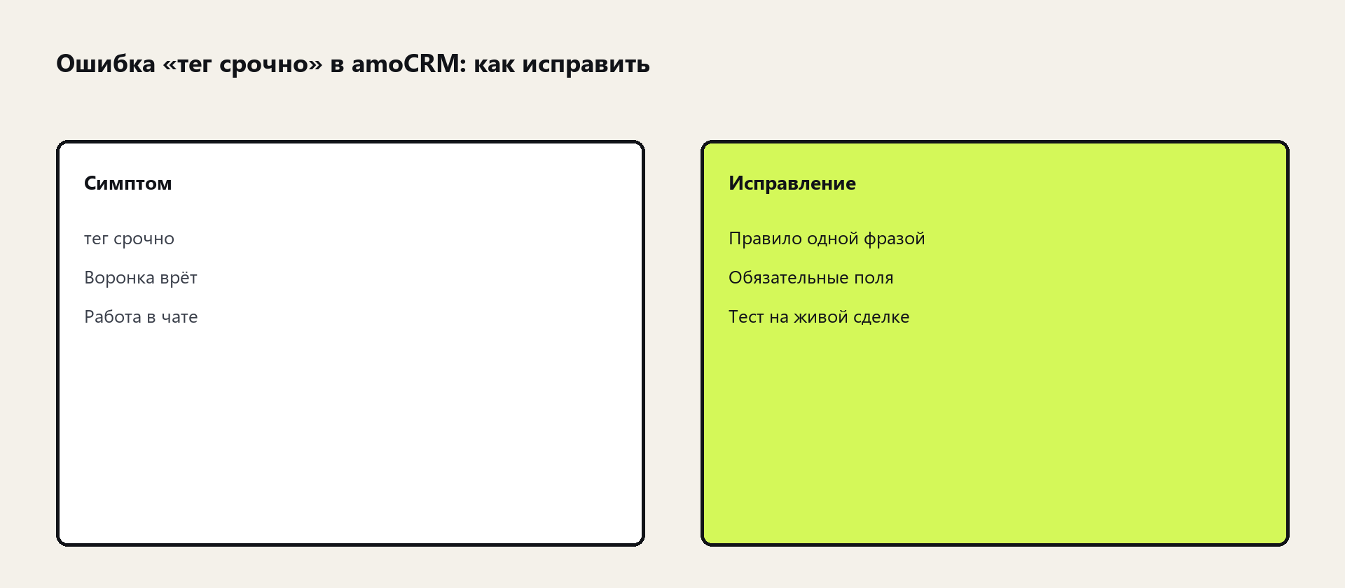 Схема: тег срочно в amoCRM